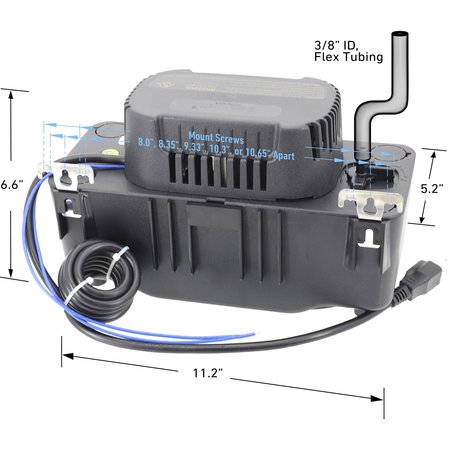 Beckett BK222TUL Medium Condensate Pump w/Safety Switch and tubing, 230V, 22 Foot Max Lift, 156gph BK222TUL